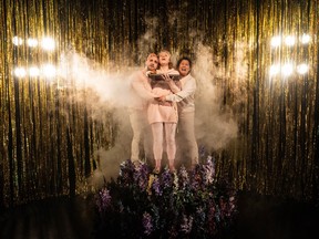 Wildfire — starring Davide Chiazzese, left, Kathleen Stavert and Julie Tamiko Manning — continues Centaur Theatre’s game plan of seriously connecting with Montreal’s francophone community.