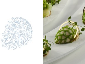 A creation from the Canadian team for the 2019 Bocuse d’Or. Teams must share recipes, pictures and drawings of what they will prepare for the finals, with no changes possible afterward.