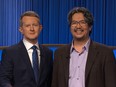 Montreal's Vince Bacani, right, was a one-game winner last week on Jeopardy!, hosted by Ken Jennings. "You really have to take chances," Bacani says of his whirlwind experience on the show. "You have very little time to think and process.”