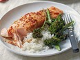 Salmon teriyaki and broccolini, from Go-To Dinners by Ina Garten.