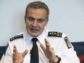 Montreal police chief Fady Dagher at SPVM headquarters on Monday, Jan. 30, 2023.