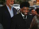 Former Montreal Canadiens player P.K. Subban arrives at the Grand Prix Party at the Ritz-Carlton Hotel in Montreal on June 17, 2022.