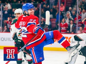 Canadiens sniper Cole Caufield celebrates scoring yet another goal