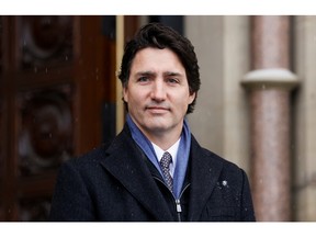 Canada's Prime Minister Justin Trudeau looks on as he meets with Japan's Prime Minister Fumio Kishida (not pictured) in Ottawa, Ontario, Canada January 12, 2023.