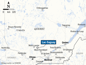 Map showing location of Lac-Saguay