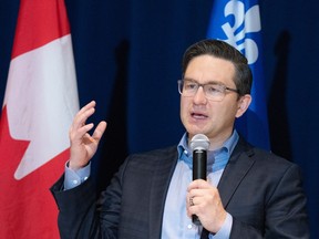 Federal Conservative Party leader Pierre Poilievre speaks at an adult education centre as he starts his tour of Quebec, Monday, January 16, 2023 in Montreal."Poilievre still has a lot of work to do if he hopes to expand beyond the nine seats the Conservatives hold in Quebec," Tom Mulcair writes.