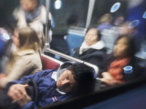 More standard before the advent of smartphones, the commuter nap is truly one for the pros.
