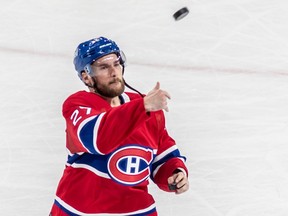 Montreal Canadiens left wing Jonathan Drouin (27) was the 1st star of the game in a 4-0 win over the Chicago Blackhawks in NHL action at the Bell Centre in Montreal on Tuesday Feb. 14, 2023.