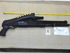 One of the many firearms seized from Ziad Antoine Chamoun's home when he was arrested by the Montreal police in 2020. He was sentenced, on Feb. 24, 2023, to a prison term of more than eight years.