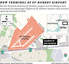 Map showing new terminal location at eastern end of St-Hubert airport