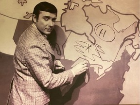 Legendary Don McGowan is seen doing his inimitable weather report on CFCF-TV, now CTV Montreal, in this file photo.