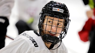 Jade Downie-Landry of the Force scored a power-play goal with fewer than two minutes remaining to spoil Beauts' Samantha Ridgewell's shutout bid on Sunday, Feb. 26, 2023, in Montreal.