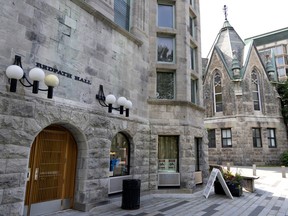 Redpath Hall and Morrice Hall, right,  at McGill University.