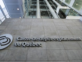 The logo of Quebec's Caisse de Dépôt pension fund is seen in this file photo.