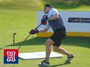 Nick Suzuki plays hockey-golf during NHL All-Star festivities