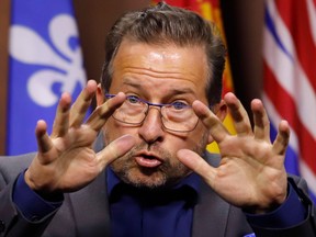 Bloc leader Yves-François Blanchet speaks during a press conference on Parliament Hill in Ottawa on Monday, Feb. 13, 2023.