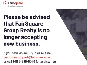 A notice on FairSquare's website says the realtor is no longer accepting new business.