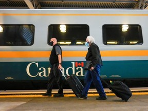 Passengers disembark at Union Station in Toronto. With its current plan, Via Rail should not be going after the hundreds flying that route per hour, but the thousands driving, Peter F. Trent argues.