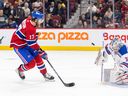 York Rangers' Igor Shesterkin stops Montreal Canadiens Josh Anderson's break-away shot during third period in Montreal on March 9, 2023.