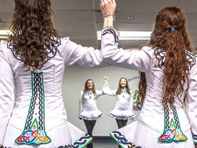 Dancers from the Bernadette Short School of Irish Dance practise their routines in Kirkland on Wednesday March 15, 2023, in advance of the St. Patrick's Parade.