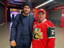 Kevin Stach of Halifax, a big Jonathan Drouin fan dating back to the player's junior days with the Halifax Mooseheads, poses for photo with the Canadiens forward after a game at the Bell Centre on March 13. Stach was wearing a Drouin Moosheads jersey that was a gift from his late mother and was able to get it signed by the player. 