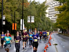 Runners enter the final stretch of the 2022 Montreal Marathon along Sherbrooke St. E. "If you want to run a marathon, train properly and you should be OK," writes Christopher Labos.
