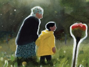 A detail from the cover of My Baba's Garden, by Jordan Scott, illustrated by Sydney Smith.