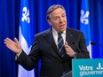 Quebec Premier François Legault holds a press conference in Montreal on Friday, March 24, 2023, to comment on the federal government's agreement with the United States to close Roxham Road.