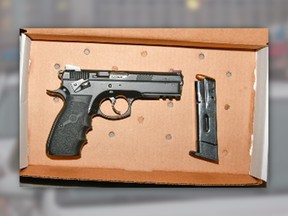 Warrants executed March 21, 2023 in St-Hyacinthe and Bois-des-Fillion  yielded a 9-mm pistol and ammunition, a stun gun, air pistol and rifle.