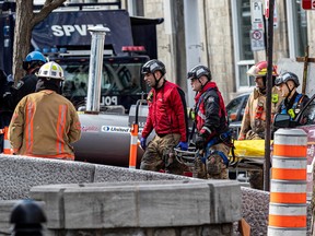 Two bodies were removed from the fire scene in Old Montreal March 27, 2023.