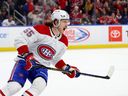 Canadiens left wing Michael Pezzetta (55) reacts after scoring the game winning goal in a shootout against the Buffalo Sabres at KeyBank Center in Buffalo on March 27, 2023.