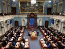 Premier François Legault delivers his inaugural speech to the National Assembly on Nov. 30, 2022.