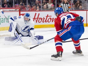 One of two goals Canadiens' Jonathan Drouin scored this year was against his former Lightning team and goalie Andrei Vasilevskiy at the Bell Centre.