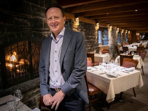 Grandio Group CEO Jéan Bedard in the dining room of Gibbys restaurant in Old Montreal on Wednesday April 5, 2023. Grandio is buying the venerable Montreal institution.