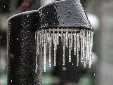 Freezing rain in Montreal on Wednesday April 5, 2023.
