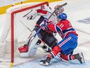 Canadiens' Brendan Gallagher, seen here earning a penalty for interfering with Capitals goalie Darcy Kuemper, has suffered many injuries during his career because of his aggressive style.
