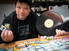 Montreal DJ Kid Koala with his new album/board game Creatures of the Late Afternoon at his studio on Wednesday April 12, 2023.