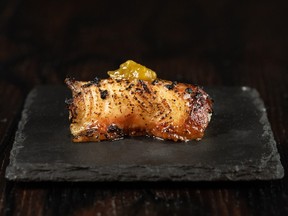 On the menu at Sushi by Scratch, opening in Old Montreal in May, isreshwater eel fried in bone marrow and poblano yuzu kosho.