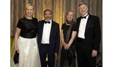 The SNC Lavalin group: Andrée-Claude Berube, left to right, Israeli Cantera, Jennifer Bell and Jeff Bell at the Daffodil Ball in Montreal April 20, 2023.