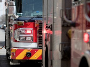 a closeup of a montreal fire truck