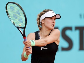 Westmount's Eugenie Bouchard made it through qualifying and into the second round at the Madrid Open before falling to Italy's Martina Trevisan on April 28, 2023.