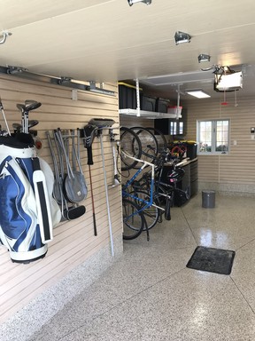 Garage walls can be a valuable tool when storing large items.