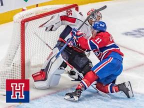 Montreal Canadiens right wing Brendan Gallagher received two minutes for goaltender interference on Washington's Darcy Kuemper on April 6, 2023.