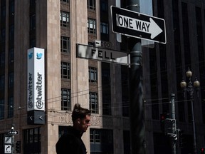 Twitter offices in San Francisco. After a backlash, the social media platform has dropped "state-affiliated" and "government-funded" labels from media accounts.