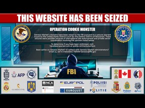 An image uploaded to the "Genesis Market" website indicates it has been seized by authorities.