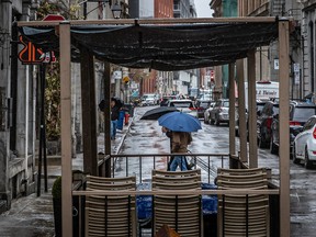 Old Montreal is gearing up for tourism season, but the weather has rained on the terrace parade.