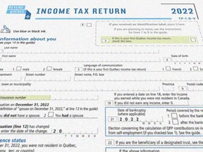 A 2022 Revenu Québec tax return form