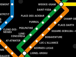 On May the 4th, 2023, the STM posted a new métro map with Star Wars-flavoured station names.