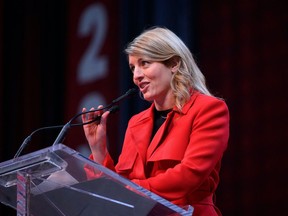 Minister of Foreign Affairs Mélanie Joly makes an address at the 2023 Liberal National Convention in Ottawa, on Thursday, May 4, 2023. THE CANADIAN PRESS/Justin Tang