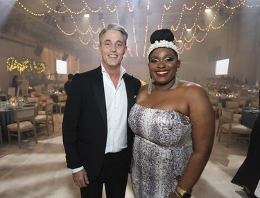 M.C. Ben Mulroney with special invitee Natasha Subban (sister of P.K. Subban) at the Bal des Tannants for the Children's in the Dorval area of Montreal on Friday, May 12, 2023. The event, in which guests were invited to show up with childish accents in their dress as a way to let their 'inner brats' show, was put on by the Montreal Children's Hospital Foundation and held in Starlink Aviation's hangar.